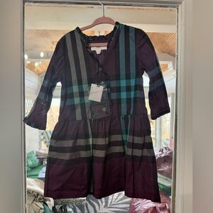 🆕💜Burberry💜Girls Check Dress in Aubergine Nova Check Size 4Y